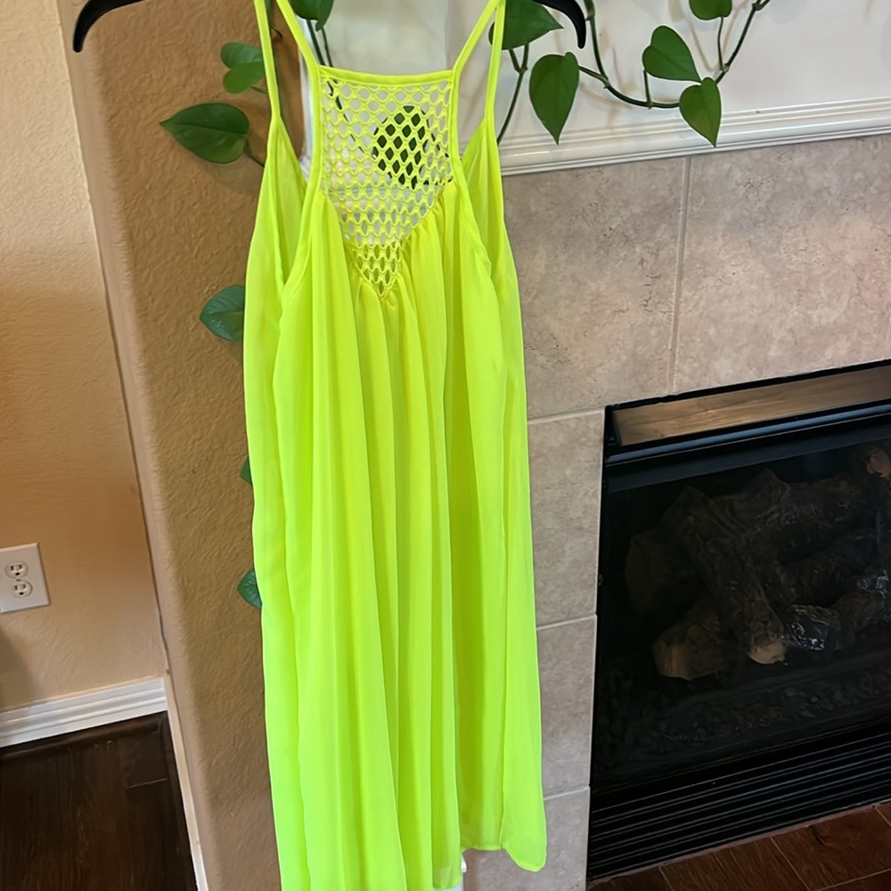 Neon Lime Mesh-Back Swim Coverup - Picture 3 of 4
